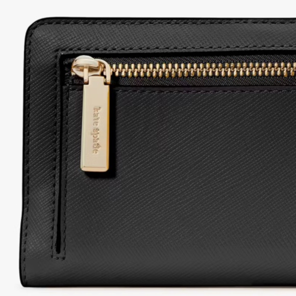 NEW KATE SPADE Madison Large Slim Bifold Wallet Saffiano Leather Black NWT - Picture 3 of 5